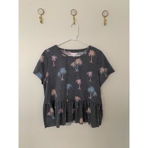 NWT • LC Lauren Conrad Palm Tree Print Peplum